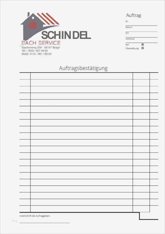 Arbeitsbericht Vorlage Handwerk Kostenlos Erstaunlich Auftragsbestätigung Muster Für Dachdecker Dachservice