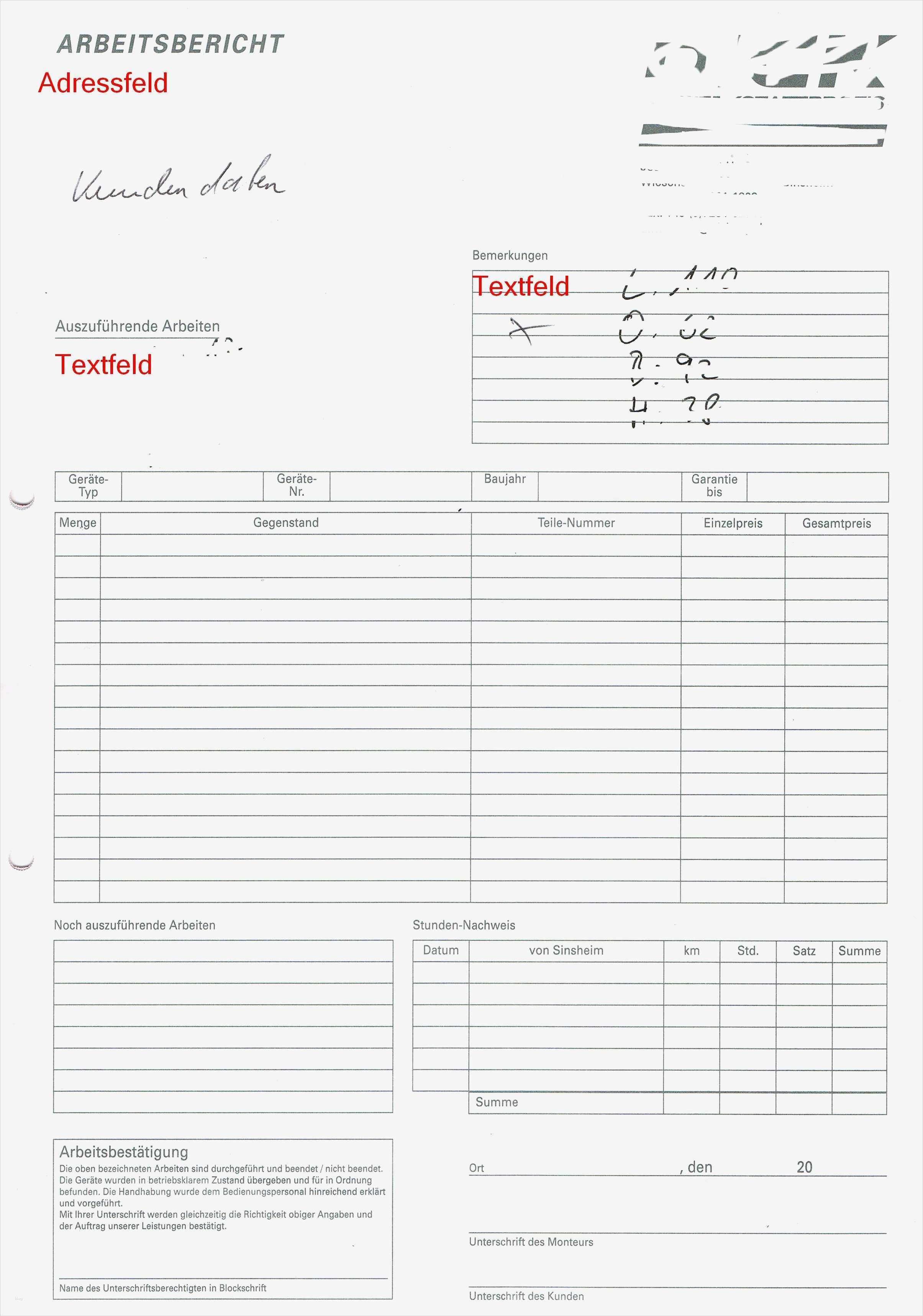 Arbeitsbericht Vorlage Schön Schön Lieferschein Vorlage Zeitgenössisch Entry Level