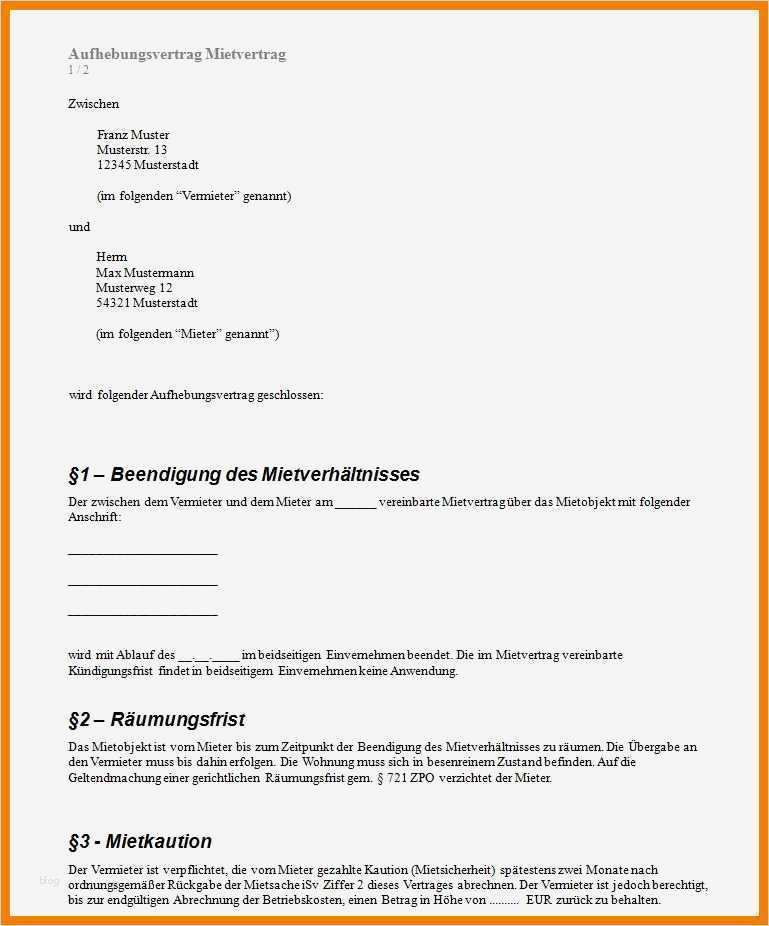 Arbeitskündigung Vorlage Gut 7 Aufl ösungsvertrag Muster