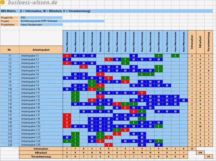Arbeitspakete Projektmanagement Vorlage Erstaunlich Vmi Matrix Information Mitarbeit Verantwortung Der