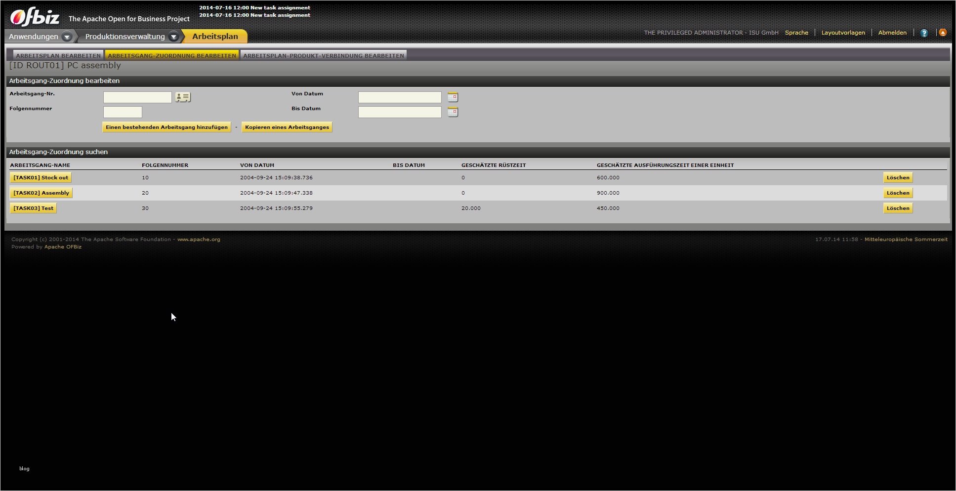 Arbeitsplan Fertigung Vorlage Inspiration Apache Ofbiz Produktion Und Anlagenverwaltung