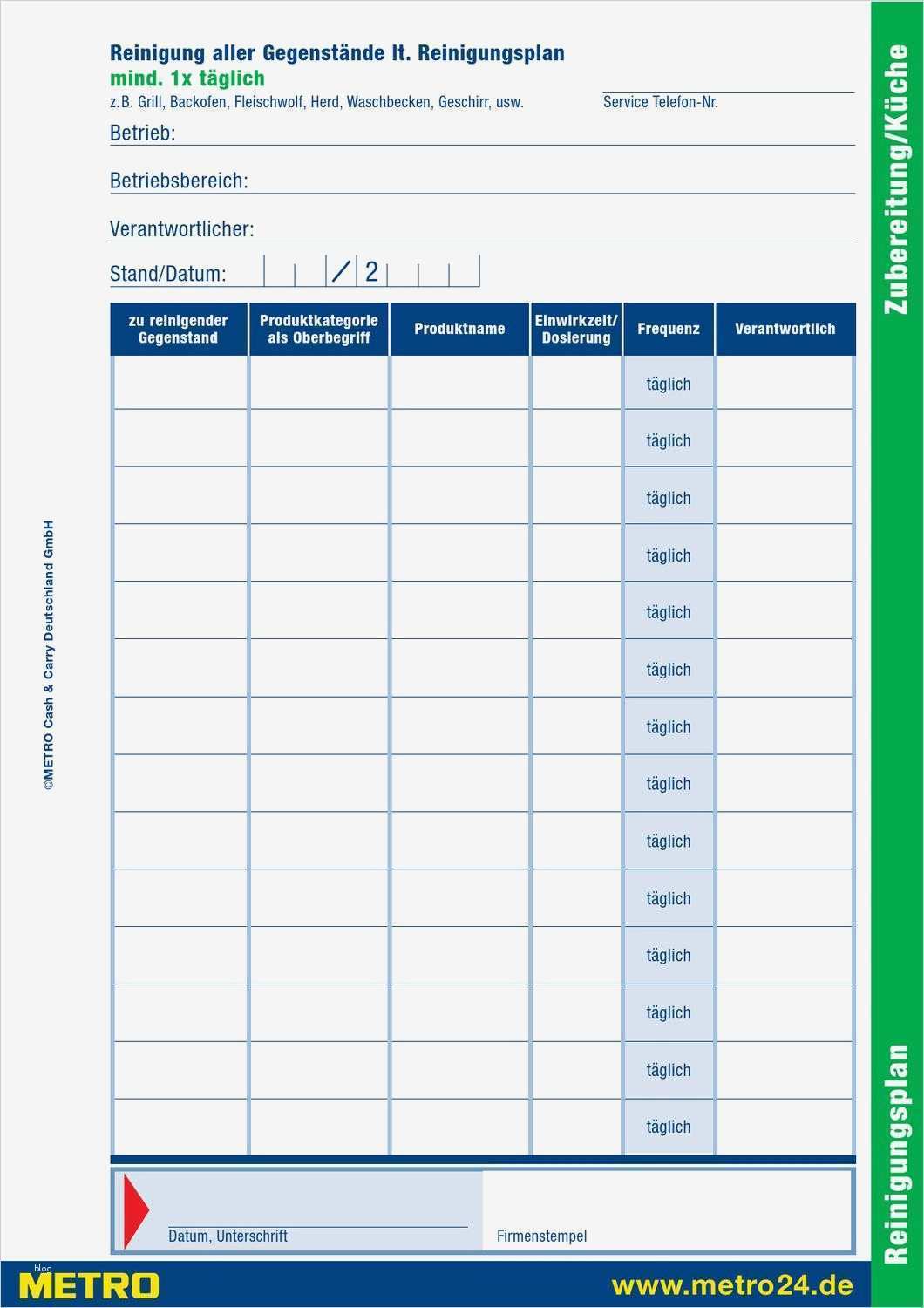 51 Fabelhaft Arbeitsschutzbelehrung Vorlage Abbildung 2 Fantastisch Reinigungsplan Vorlage Frei Zeitgenössisch