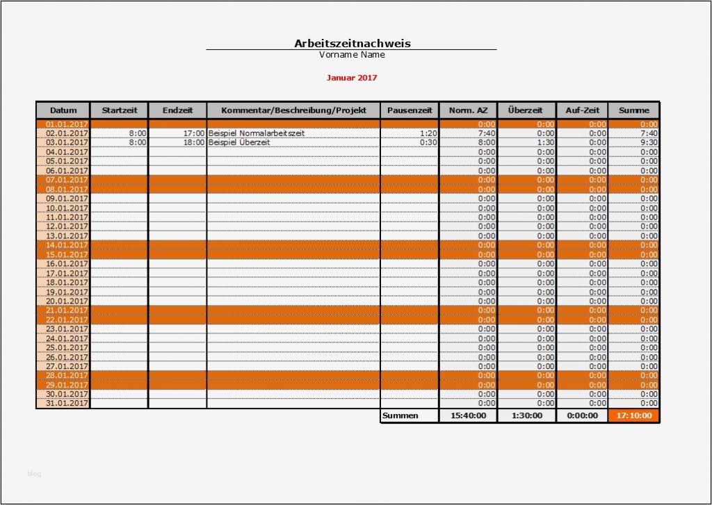 Arbeitsstunden Excel Vorlage Schönste Excel Arbeitszeitnachweis Vorlagen 2017