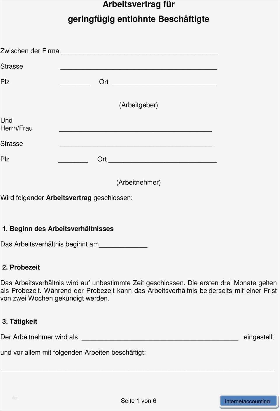 25 Erstaunlich Arbeitsvertrag Für Geringfügig Beschäftigte Vorlage Modelle 2 Arbeitsvertrag für geringfügig entlohnte Beschäftigte PDF