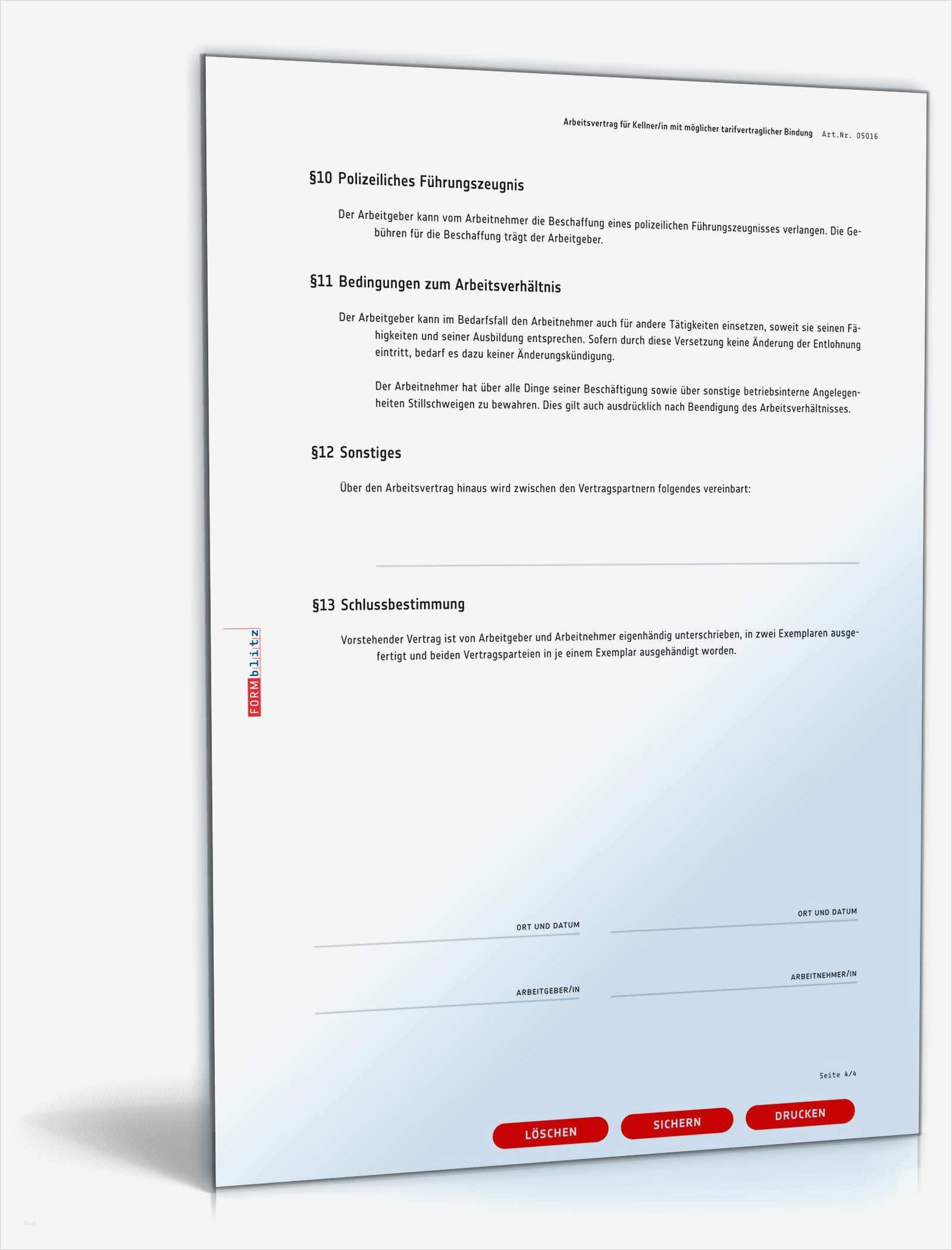 Arbeitsvertrag Gastronomie Vorlage Erstaunlich Arbeitsvertrag Kellner
