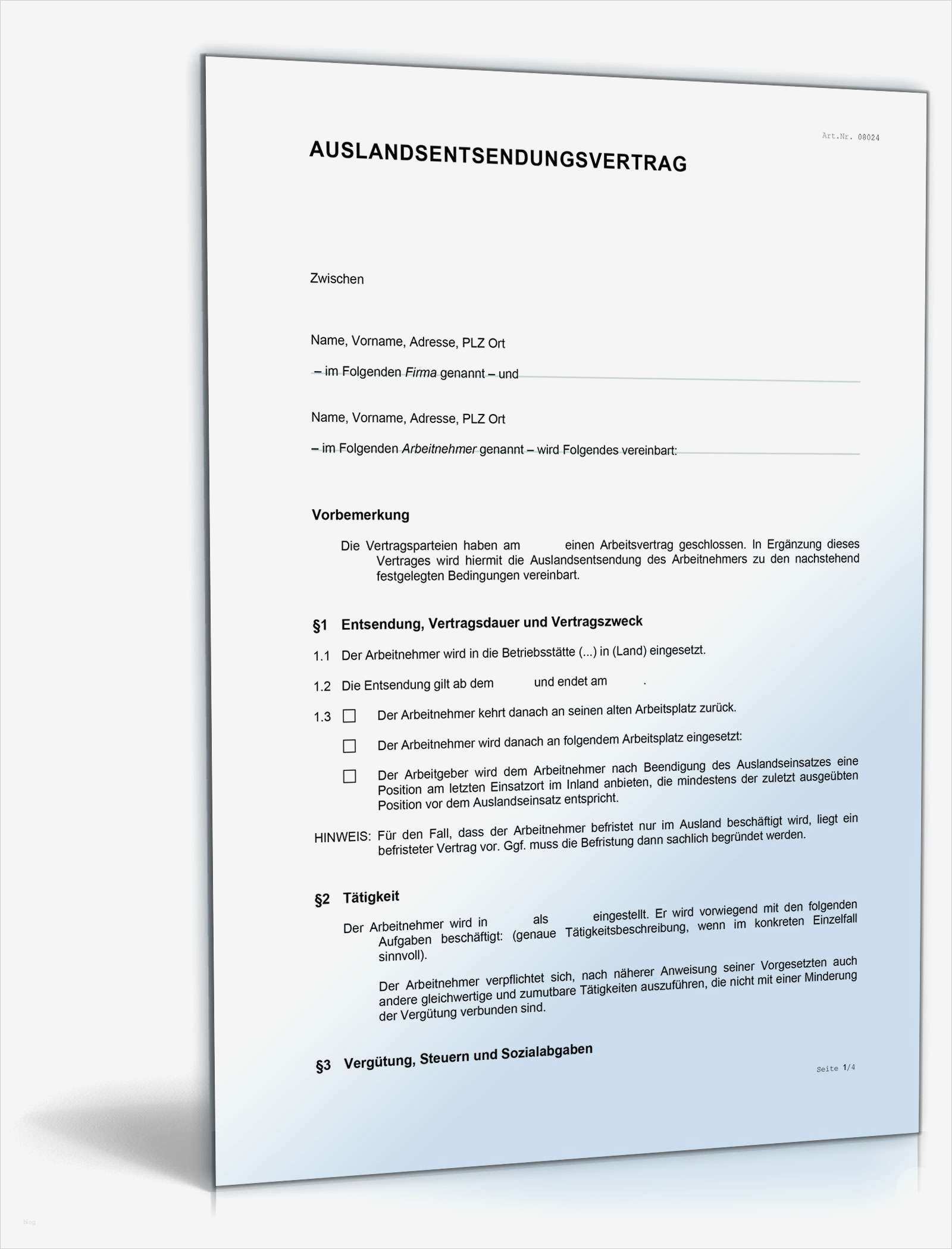 Arbeitsvertrag Schweiz Vorlage Bewundernswert Arbeitsvertrag Zusatzvereinbarung Auslandsentsendung