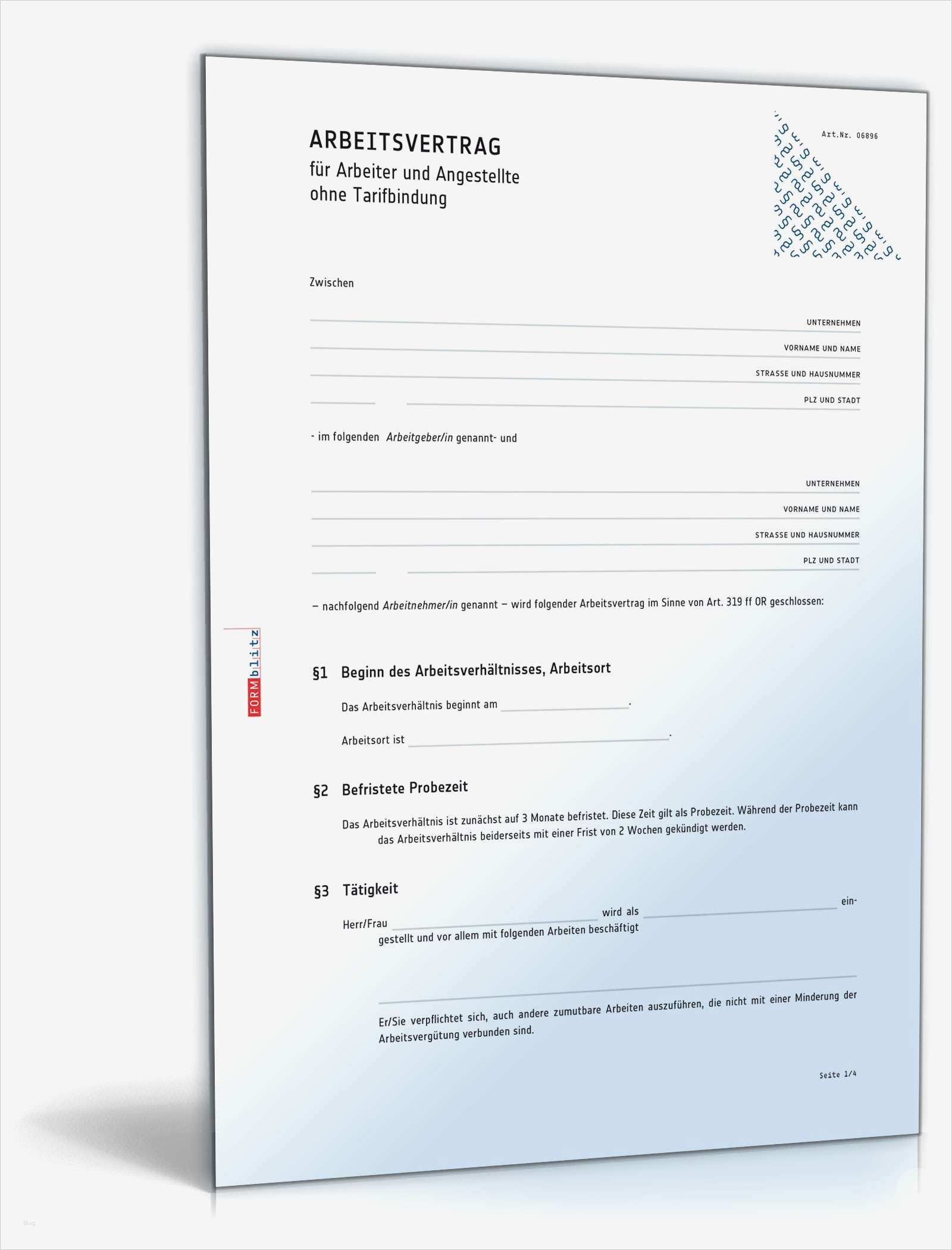 Arbeitsvertrag Schweiz Vorlage Cool Arbeitsvertrag Vorlage Zum Download