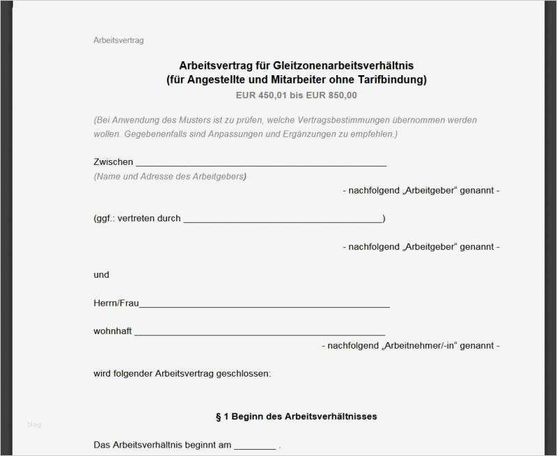 Arbeitsvertrag Vorlage Großartig Midijob Arbeitsvertrag Vorlage Download