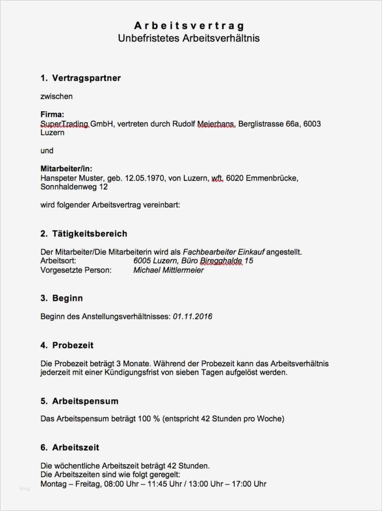 Arbeitsvertrag Vorlage Kostenlos Bewundernswert Arbeitsvertrag Muster