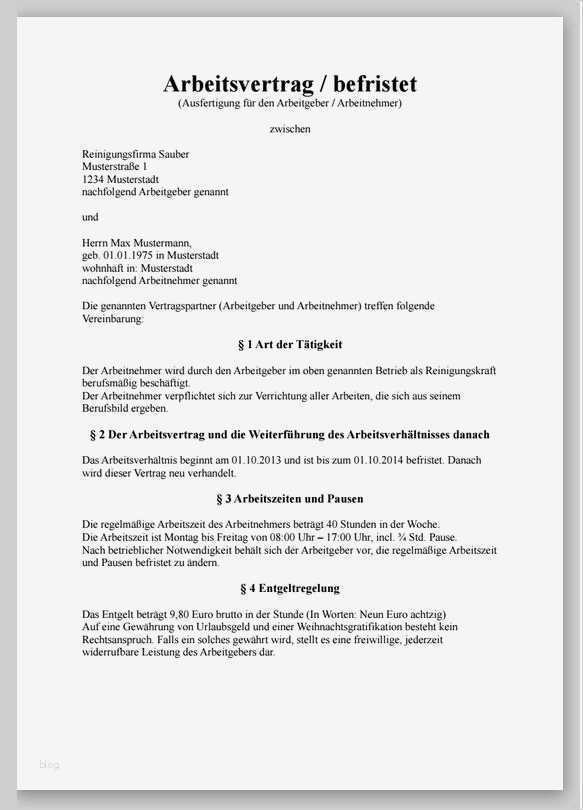 Arbeitsvertrag Vorlage Kostenlos Word Angenehm Muster Von Einem Arbeitsvertrag