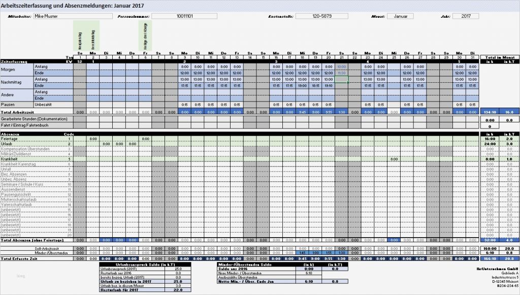 Arbeitszeit Excel Vorlage Cool Busyantpro Arbeitszeiterfassung – Excelnova