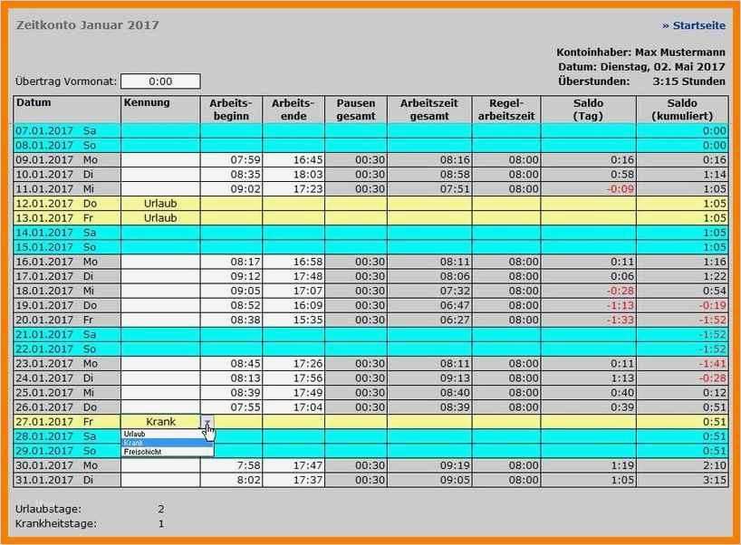 Arbeitszeit Excel Vorlage Süß 9 Zeiterfassung Excel Vorlage Kostenlos 2017