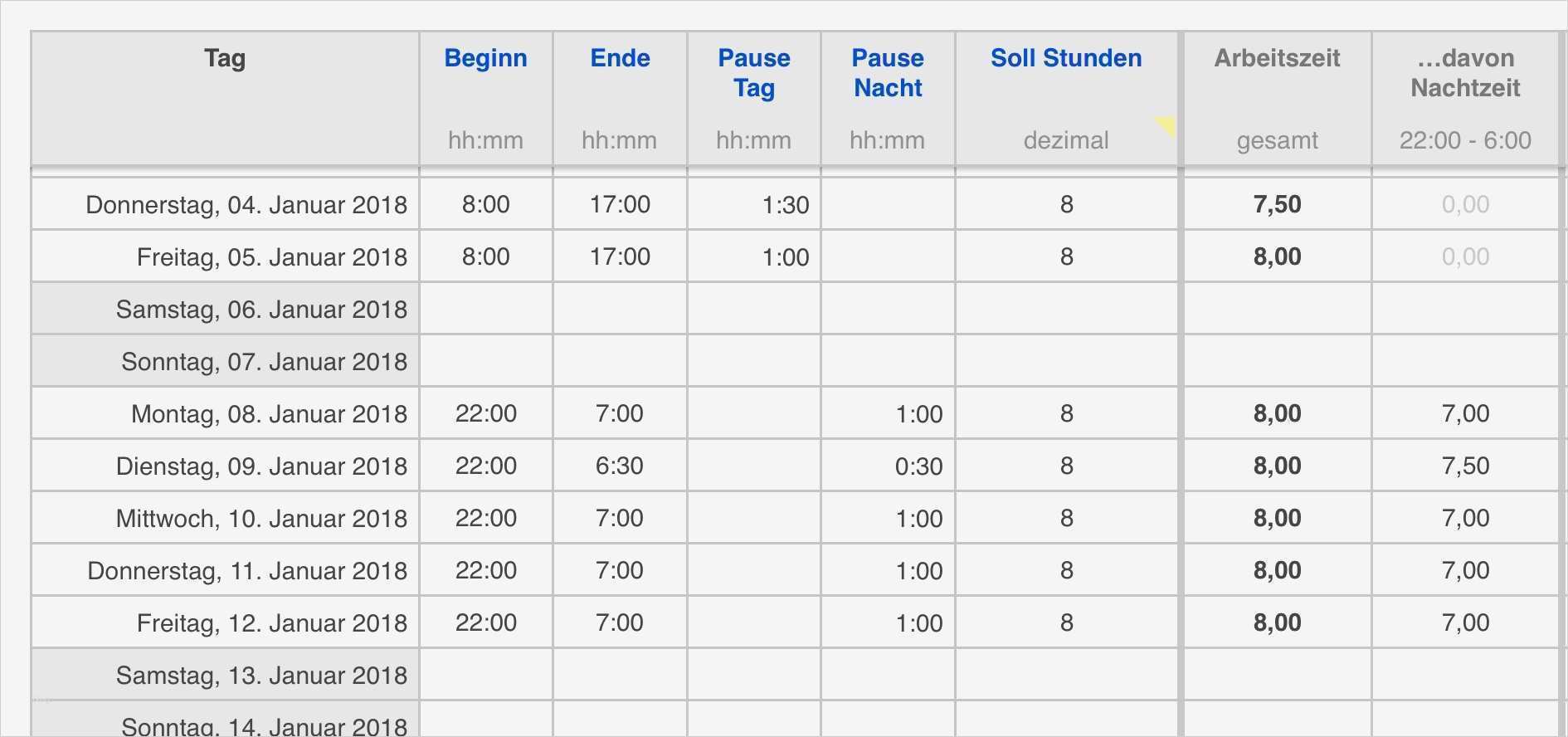 Arbeitszeiterfassung Numbers Vorlage Kostenlos Cool Numbers Vorlage Zeiterfassung 2018 Arbeitszeitnachweis Mit
