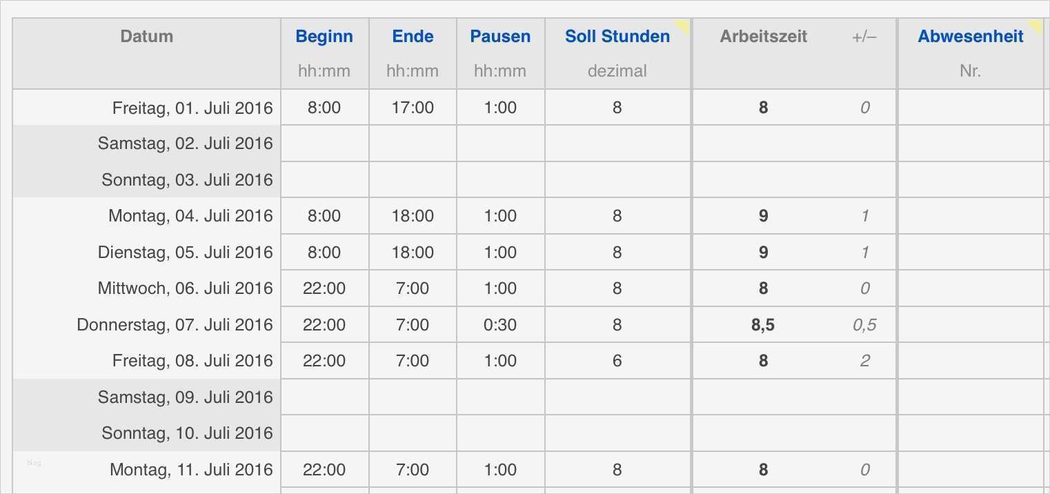 Arbeitszeiterfassung Vorlage Fabelhaft Numbers Vorlage Zeiterfassung Arbeitszeit 2016