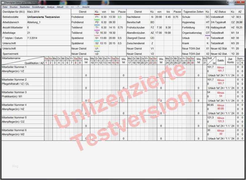 Arbeitszeitkonto Vorlage Schön Dienstplan Editor Download