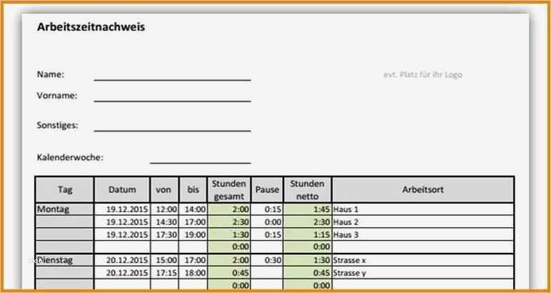 Arbeitszeitnachweis Vorlage Bewundernswert 5 Arbeitszeitnachweis Vorlage