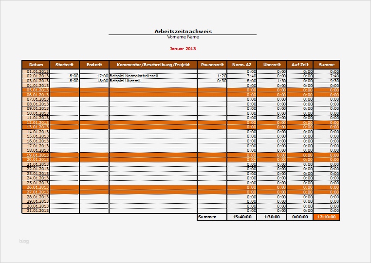 Arbeitszeitnachweis Vorlage Erstaunlich Arbeitszeitnachweis Vorlagen Fice Lernen