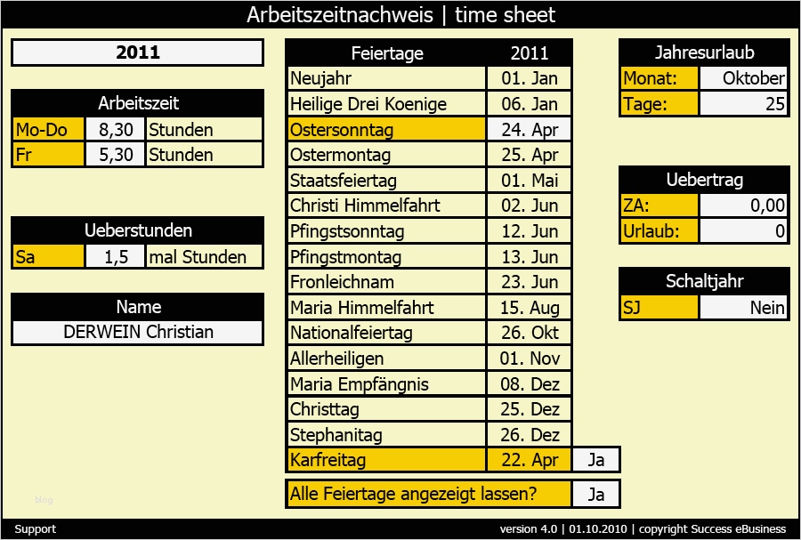 Arbeitszeitnachweis Vorlage Gut Arbeitszeitnachweis V2011