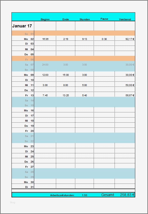 Arbeitszeitnachweis Vorlage Kostenlos Gut Excel Arbeitszeitnachweis Vorlagen 2017