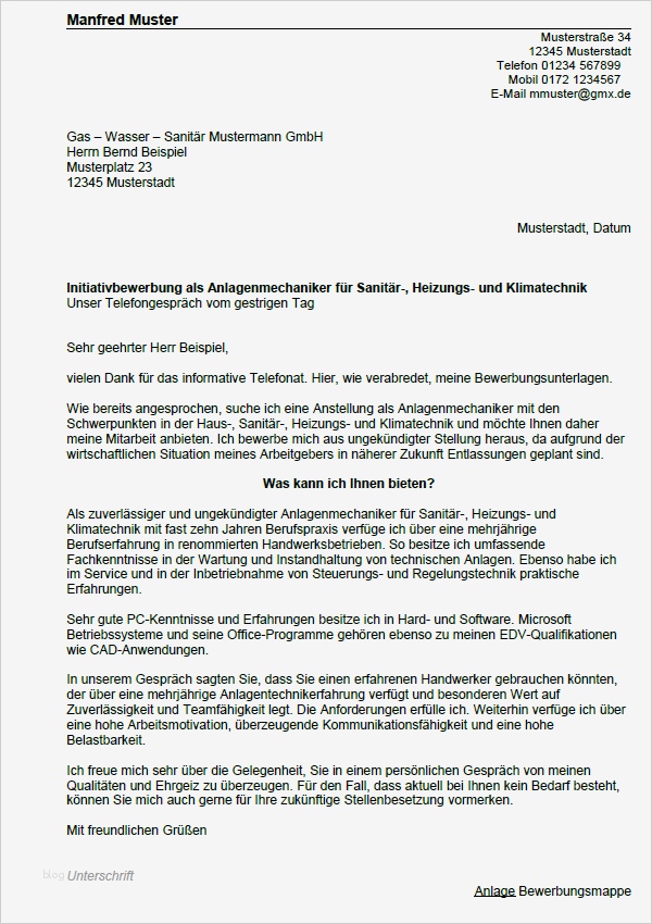 Arbeitszeugnis Anlagenmechaniker Shk Vorlage Einzigartig Bewerbung Anlagenmechaniker Für Sanitär Heizungs Und