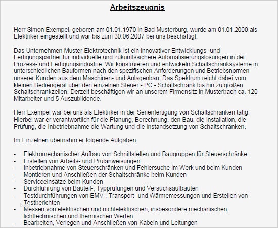 Arbeitszeugnis Monteur Vorlage Gut Ausgezeichnet Elektromechanische Lebenslauf Fotos Bilder