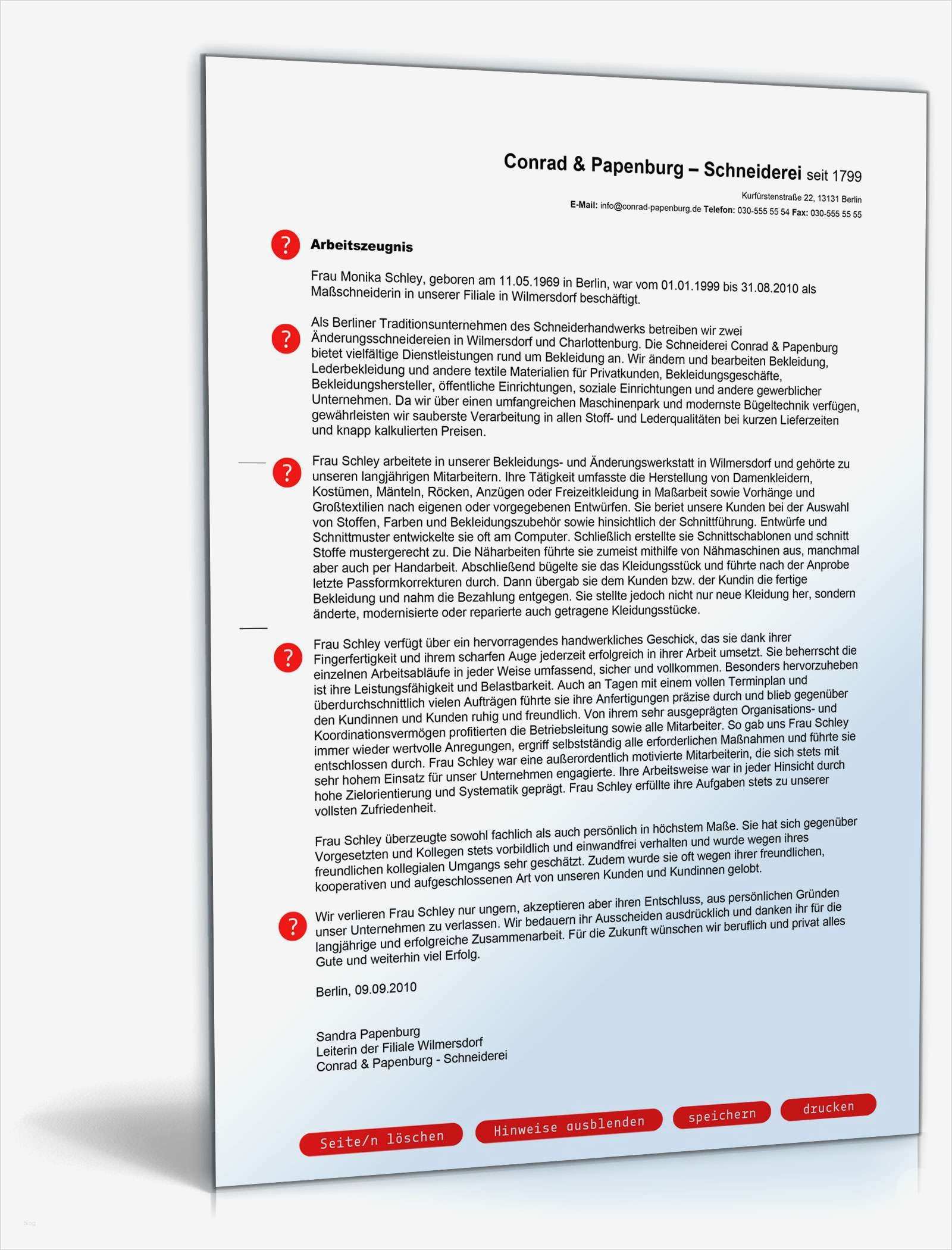 Arbeitszeugnis Vorlage Gut Luxus Arbeitszeugnis Schneider Note Eins