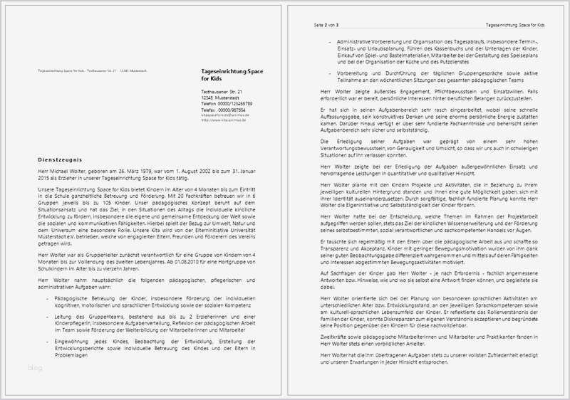 Arbeitszeugnis Vorlage Sehr Gut Erstaunlich Arbeitszeugnis – Kitathek Pro