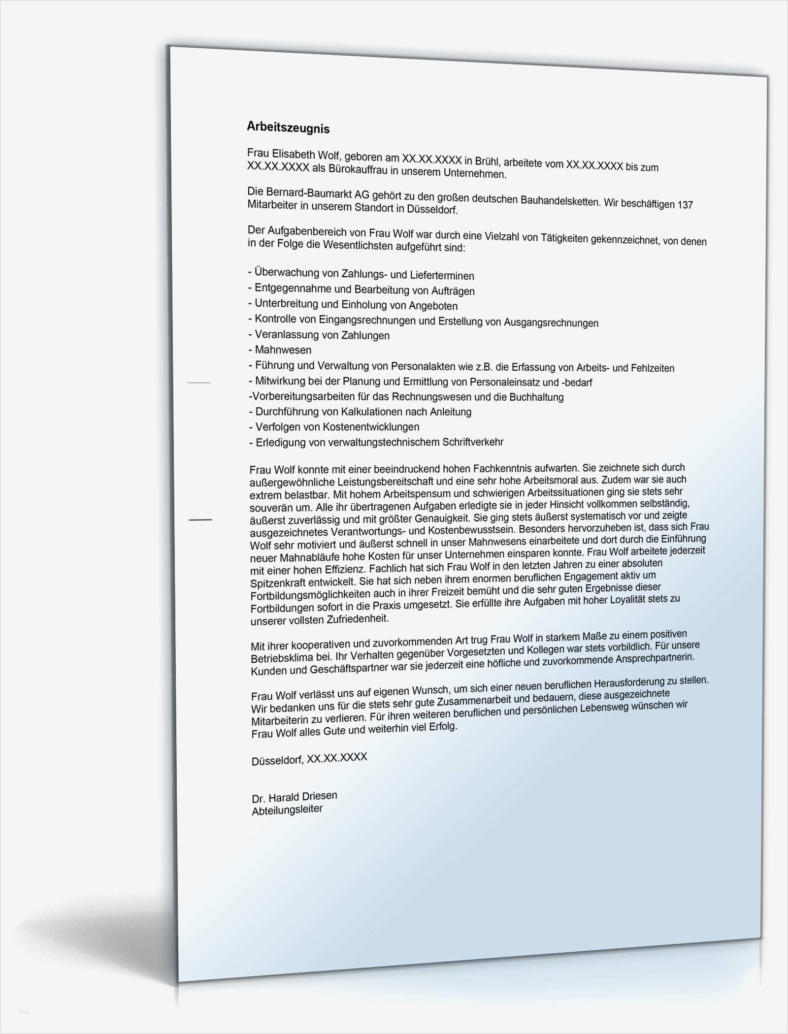 Arbeitszeugnis Vorlage Word Wunderbar Arbeitszeugnis "sehr Gut" Bürokaufmann Bürokauffrau