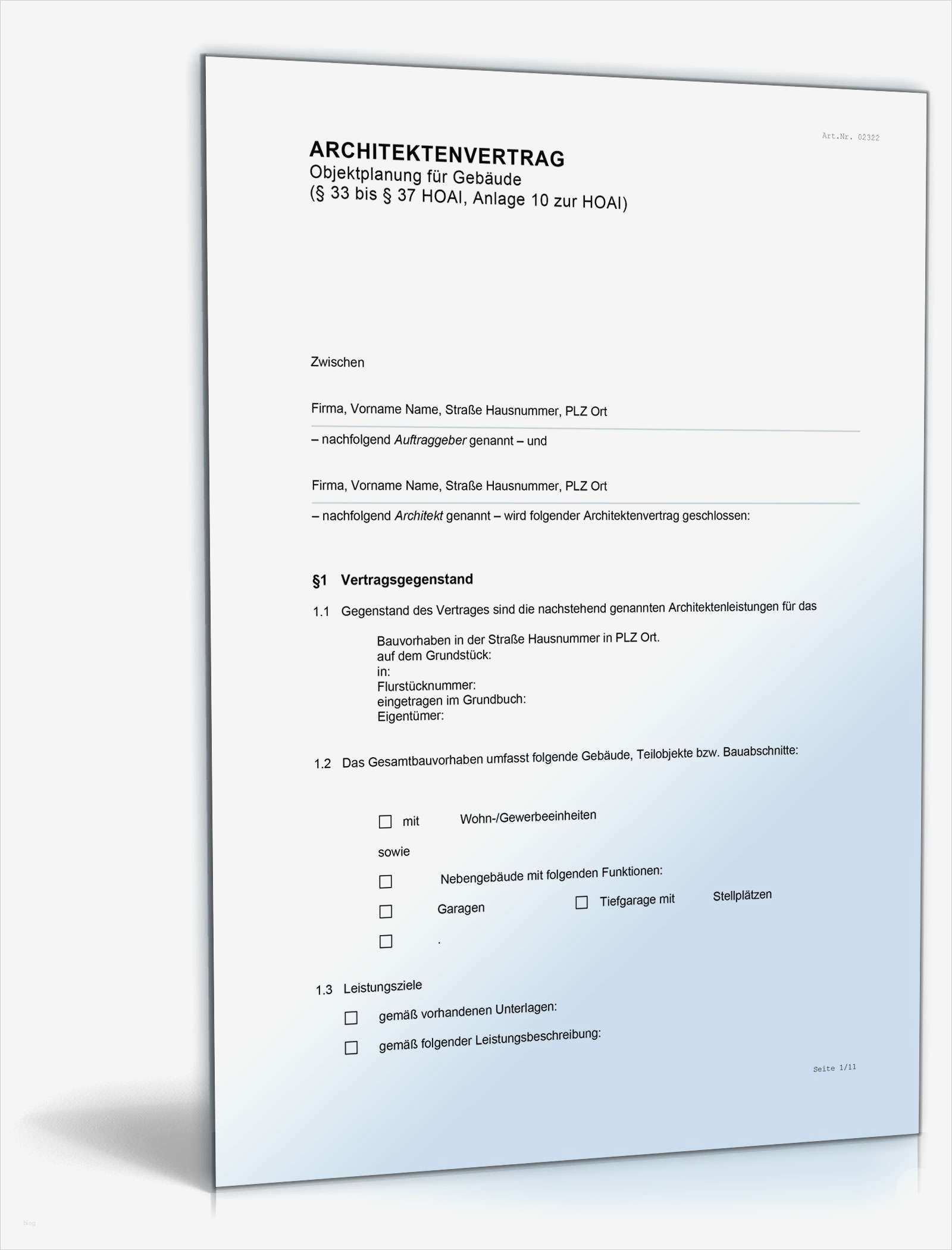 Architektenvertrag Vorlage Großartig Architektenvertrag Muster Vorlage Zum Download