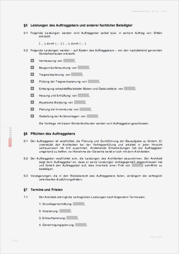 Architektenvertrag Vorlage Inspiration Architektenvertrag Muster Vorlage Zum Download