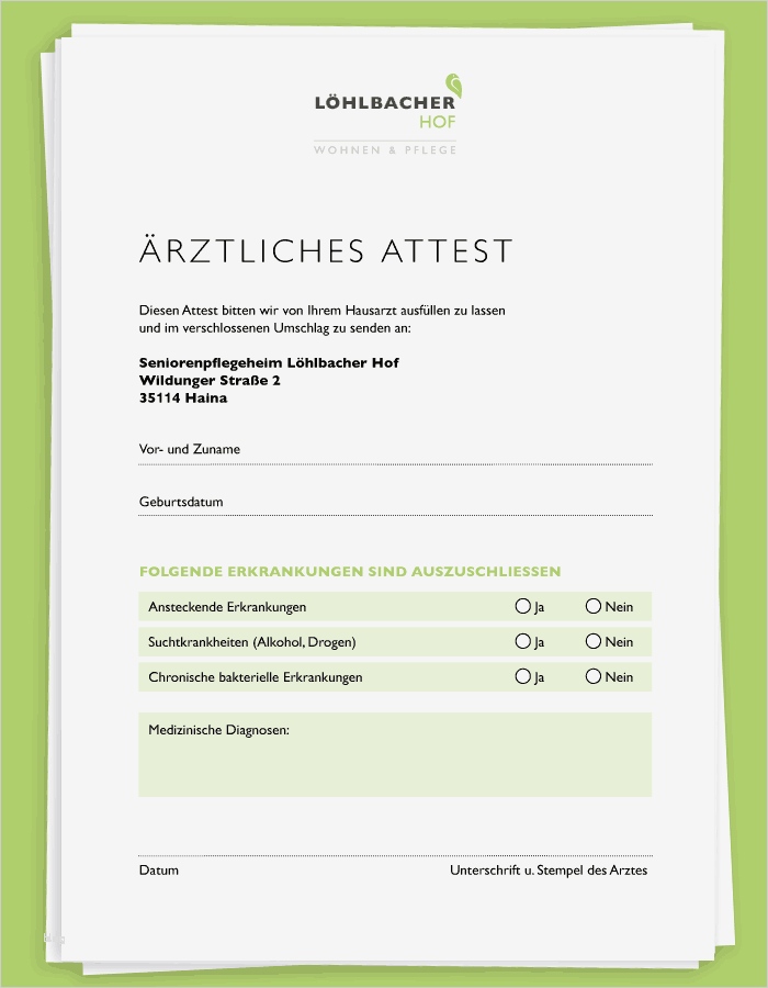 ärztliches attest Rettungsdienst Vorlage Neu formulare & Infoblätter Löhlbacher Hof