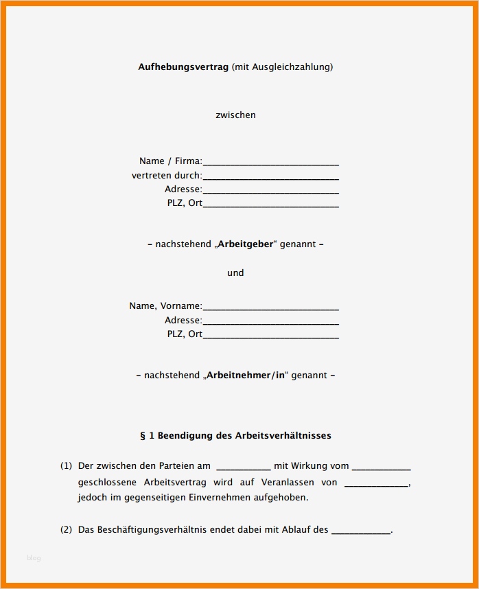 Aufhebungsvertrag Mietvertrag Vorlage Beste 11 Muster Aufhebungsvertrag