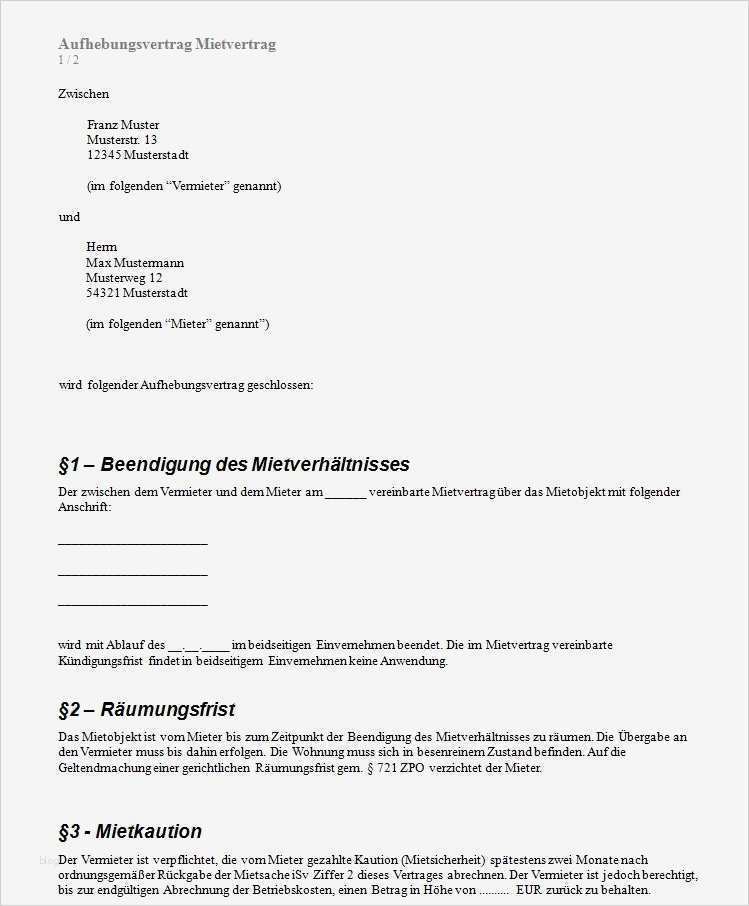 Aufhebungsvertrag Mietvertrag Vorlage Großartig Aufhebungsvertrag Mietvertrag › Aufhebungsvertrag Muster