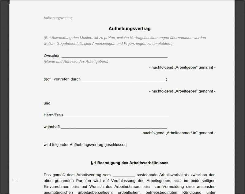 Aufhebungsvertrag Vorlage Kostenlos Download Großartig Aufhebungsvertrag Muster Download
