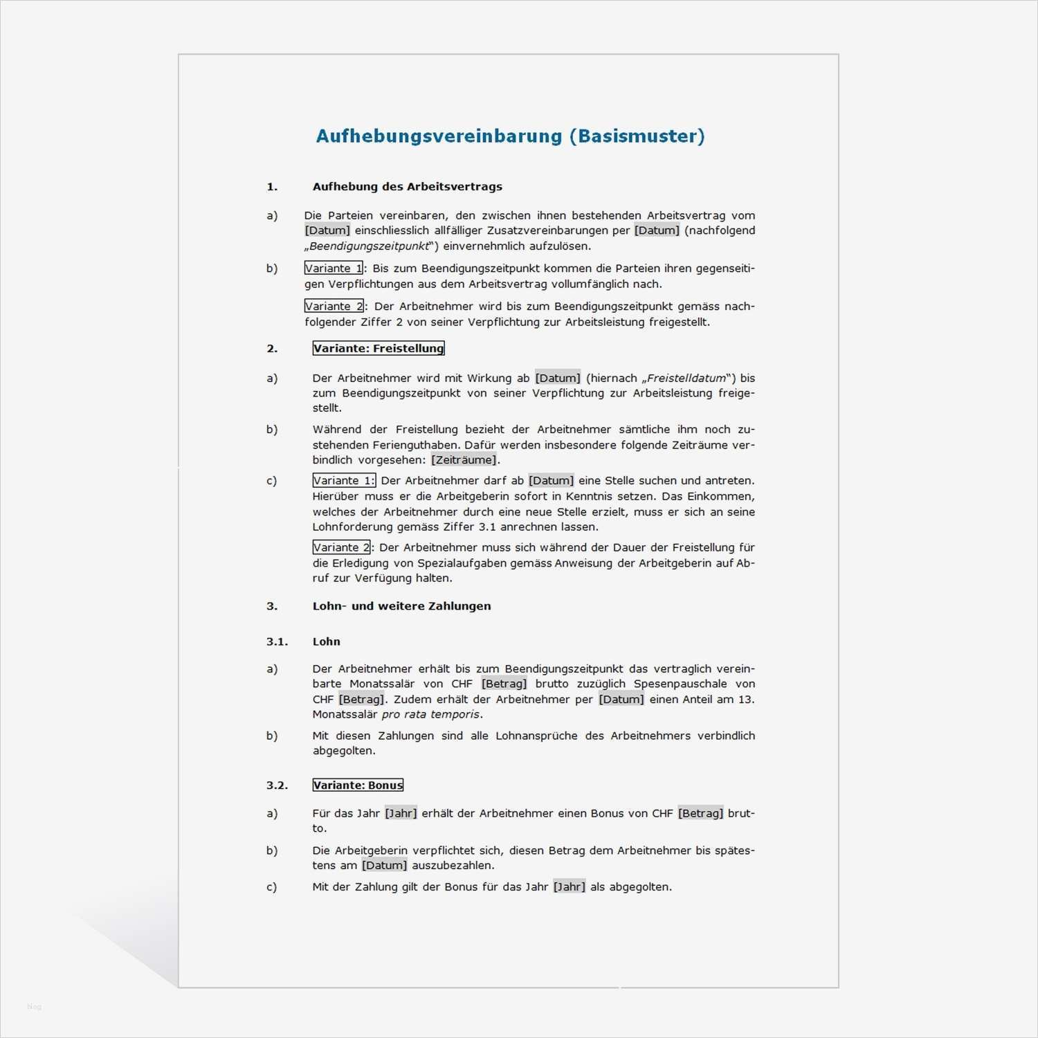 Aufhebungsvertrag Vorlage Word Best Of Muster Aufhebungsvertrag