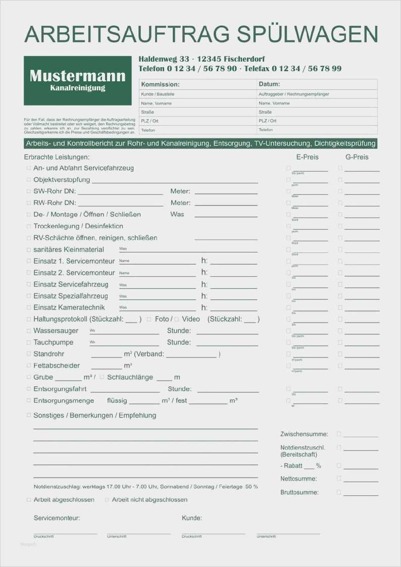 Aufmaß Vorlage Erstaunlich Aufmaß Vorlage Pdf Luxus Kanalreinigung Mustervordruck