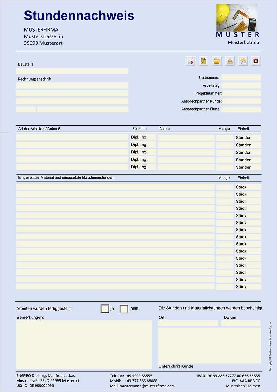Aufmaß Vorlage Erstaunlich Pdf formular Stundennachweise Baustelle