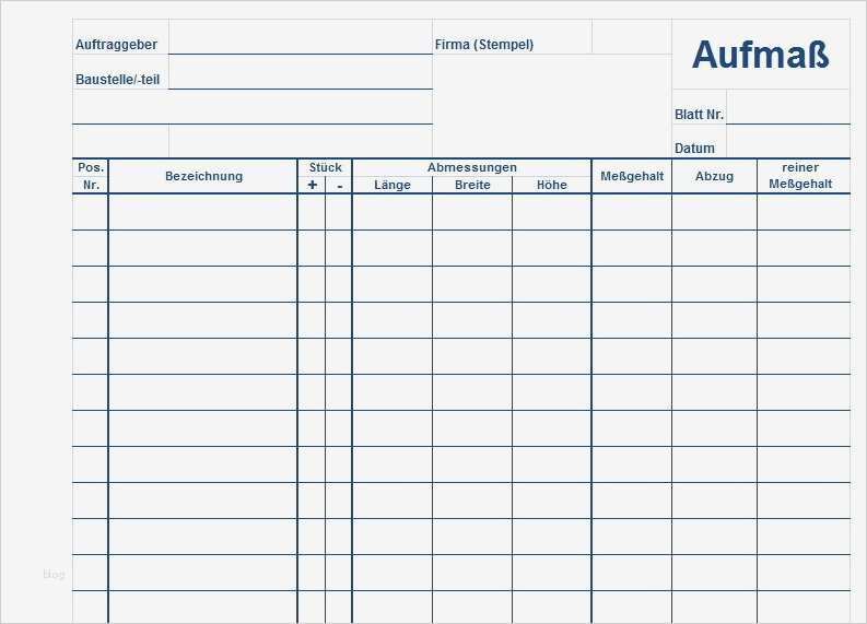 Aufmaß Vorlage Luxus Download Link