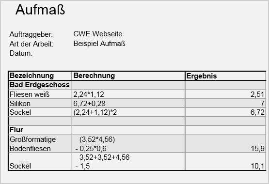 Aufmaß Vorlage Pdf Fabelhaft Aufmaß Vorlage Pdf Best Aufmass G Book