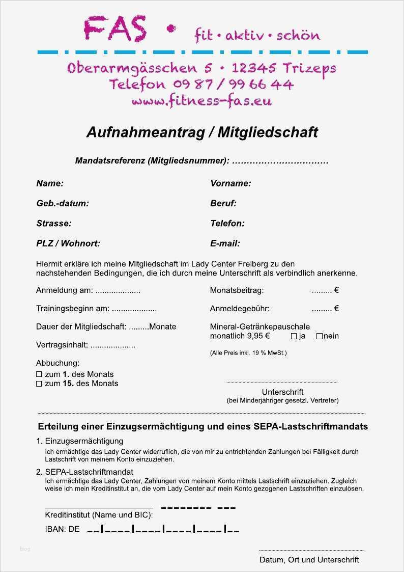 Aufmaß Vorlage Pdf Schönste Aufnahmeantrag Fitnessstudio Muster – Durchschreibsatz