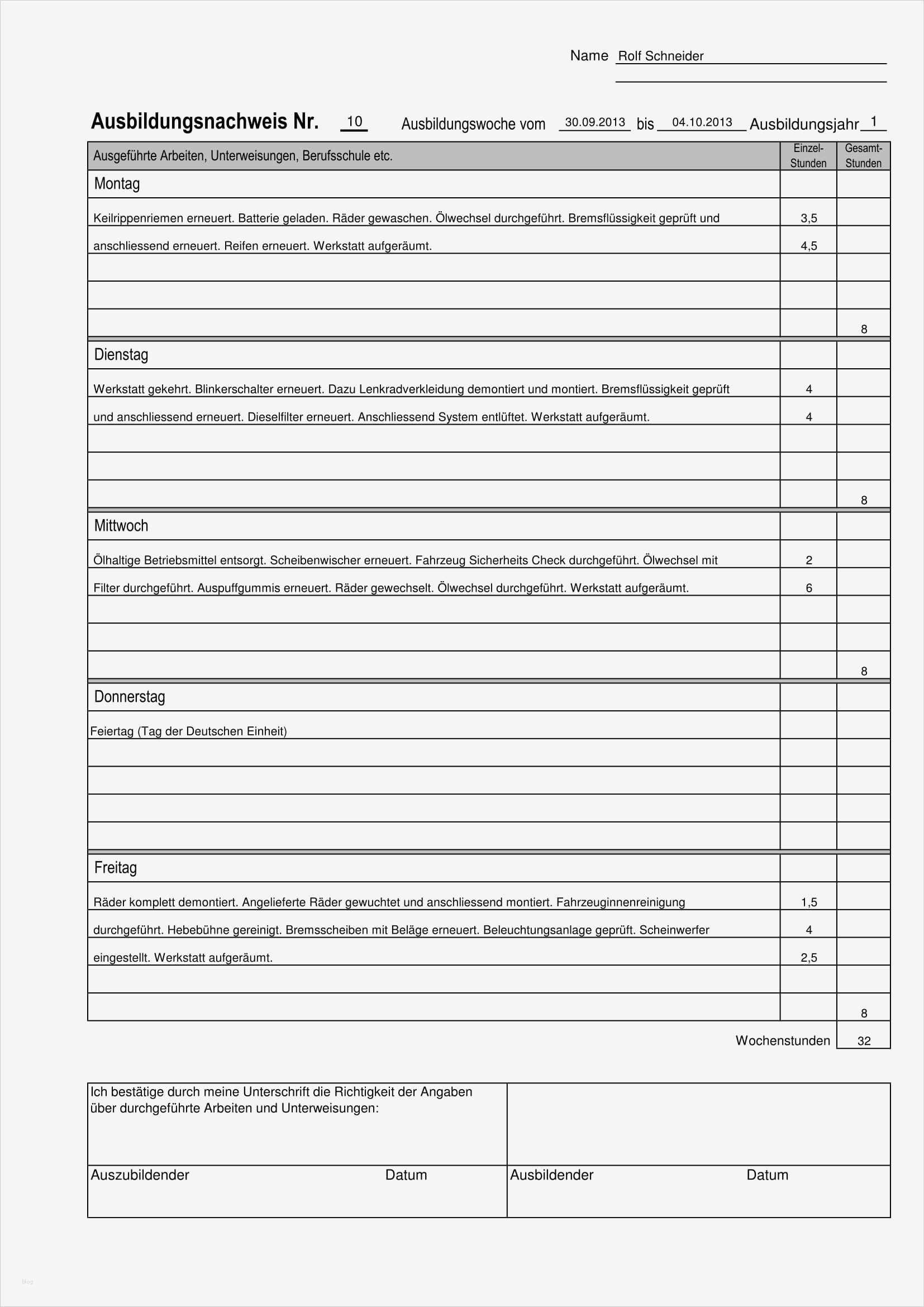 Ausbildung Berichtsheft Vorlage Inspiration Beispieldruck