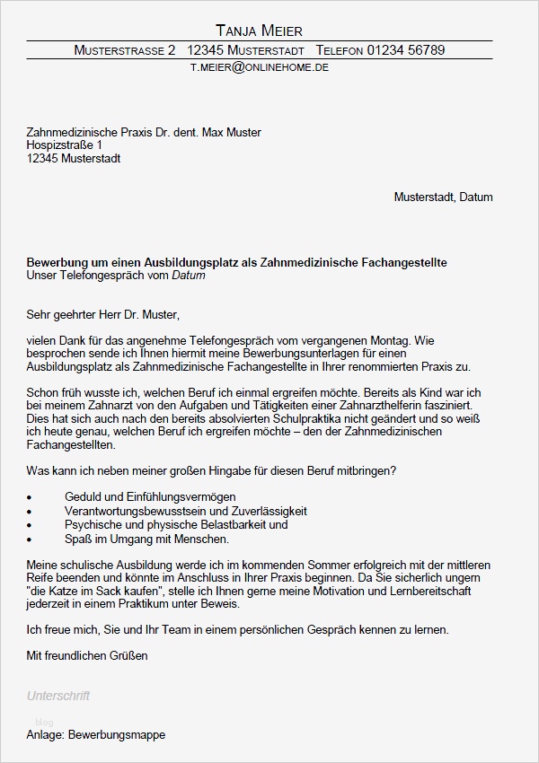 Ausbildung Bewerbung Vorlage Beste Bewerbung Zahnmedizinische Fachangestellte sofort Download