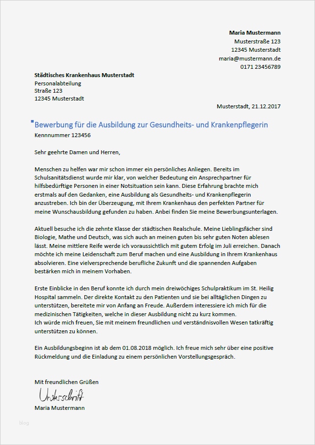 Ausbildung Bewerbung Vorlage Bewundernswert Bewerbung Als Krankenschwester Krankenpfleger
