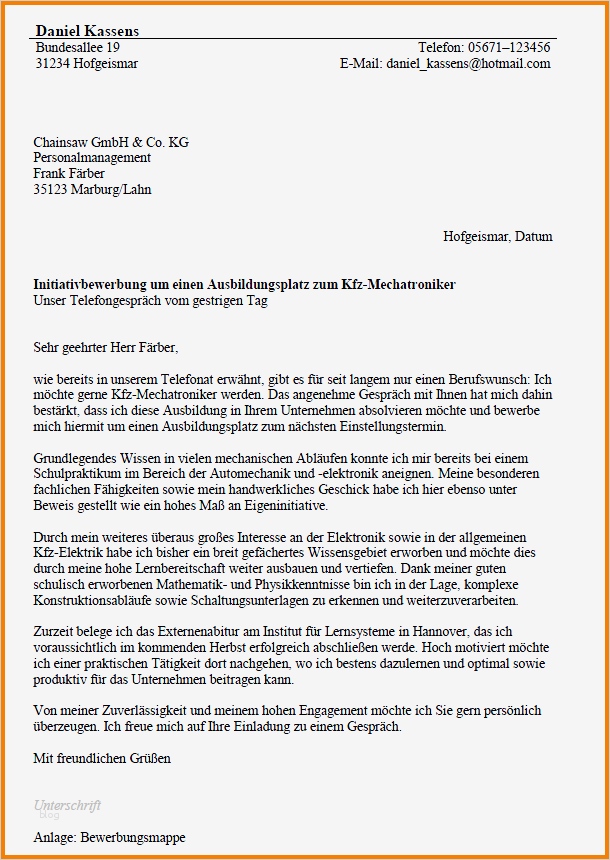 Ausbildung Kündigen Vorlage Cool 8 Ausbildung Bewerbung Muster