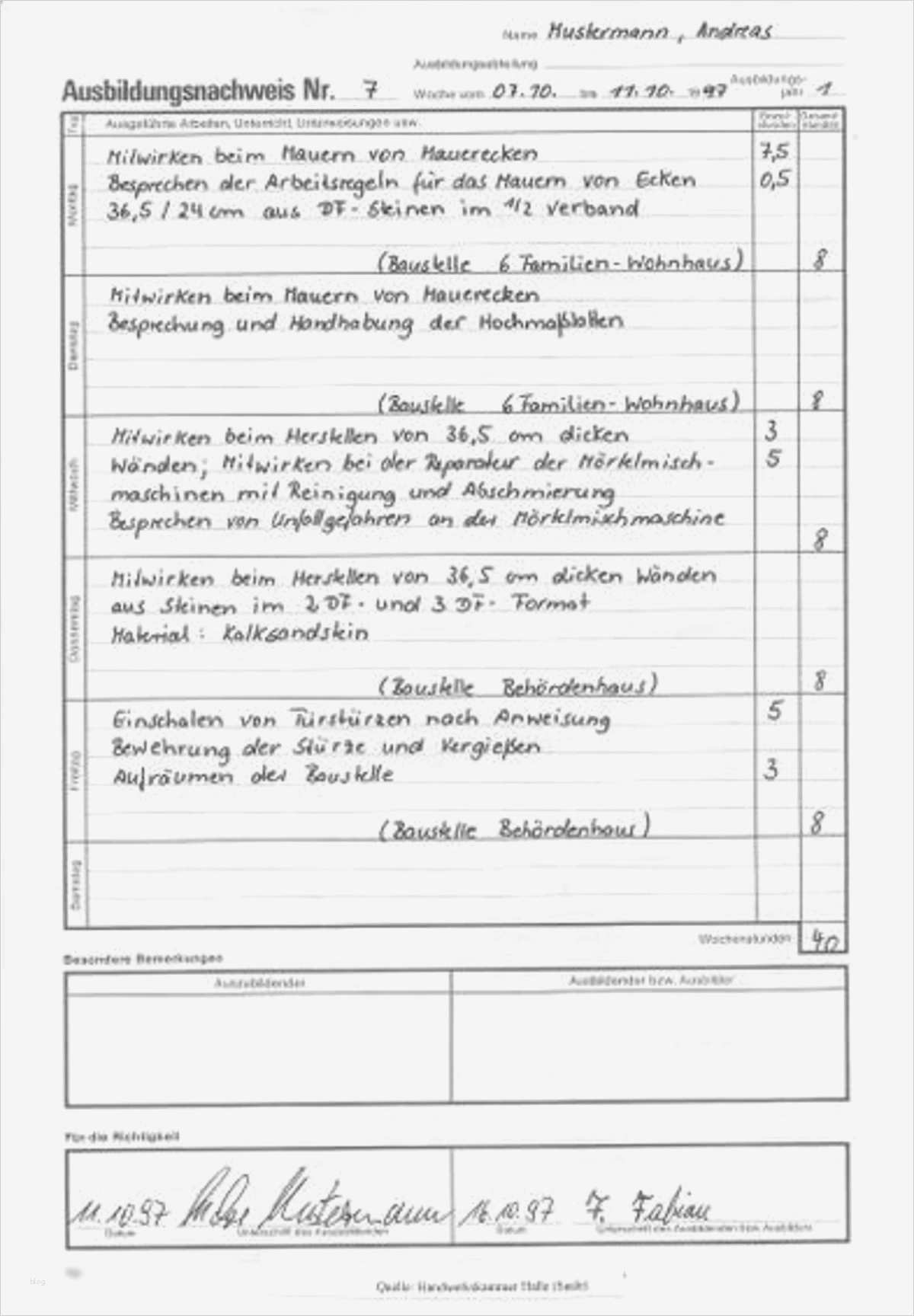 Ausbildungsbericht Vorlage Bewundernswert Ausbildungsnachweis Berichtsheft Handwerkskammer Zu Köln