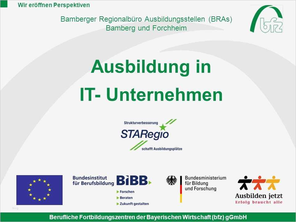 Ausbildungskonzept Erstellen Vorlage Großartig Bamberger Regionalbüro Ausbildungsstellen Bras Ppt