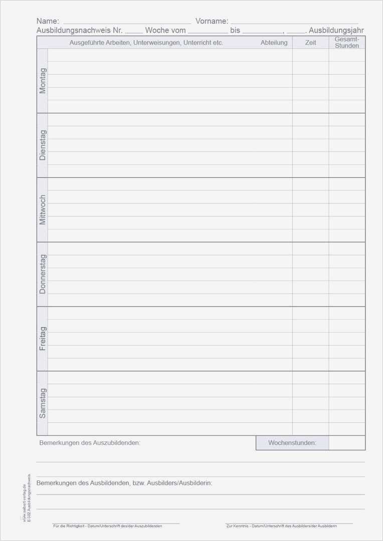 Ausbildungsnachweis Vorlage Word Erstaunlich Berichtsheft Vorlage Word 14 Ausbildungsnachweis Mfa