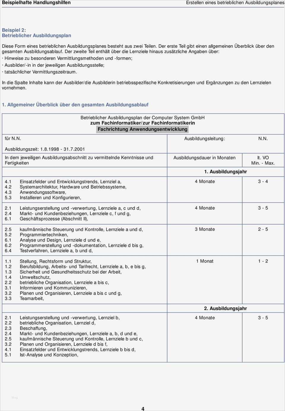 Ausbildungsplan Vorlage Bewundernswert Erstellung Eines Betrieblichen Ausbildungsplanes