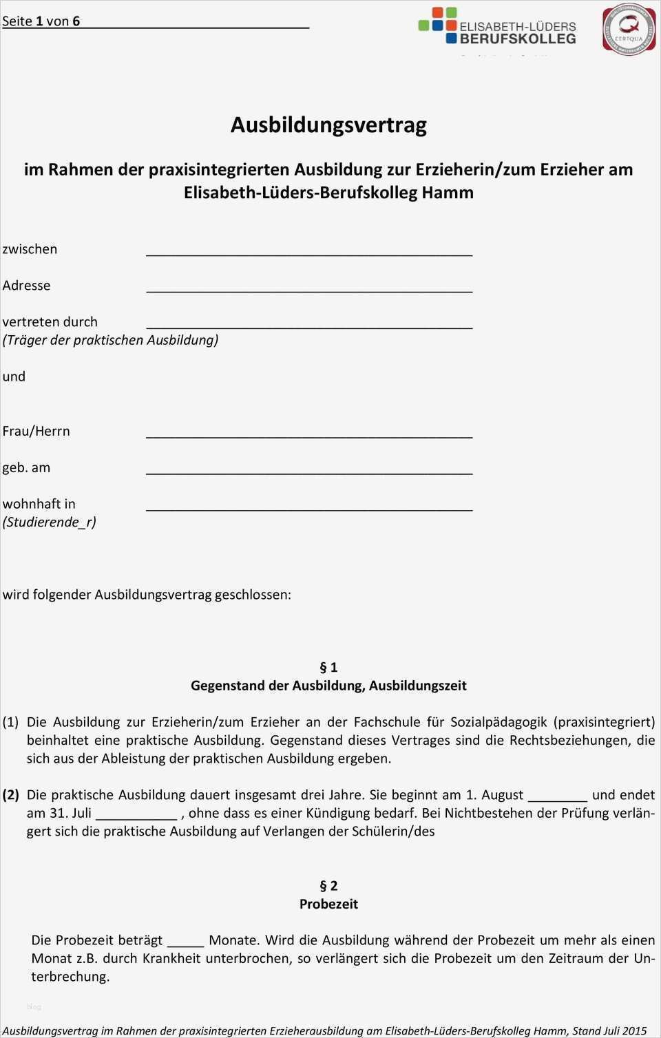 Ausbildungsvertrag Vorlage Erstaunlich Erfreut Ausbildungsvertrag Vertrag Fotos fortsetzung