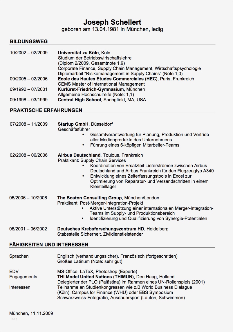 Ausformulierter Lebenslauf Vorlage Cool Lebenslauf Beispiele Und Vorlagen Zum Download